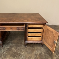 Antique Liegoise Louis XIV Oak Parquet Partner's Desk