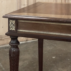 19th Century French Louis XVI Walnut End Table with Bronze Mounts