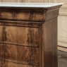 19th Century French Louis Philippe Walnut Commode ~ Chest of Drawers with Carrara Marble