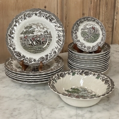 85 Piece Antique Staffordshire Dinnerware Set