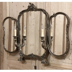 Antique Italian Rococo Tri-Panel Mirror with Lighting