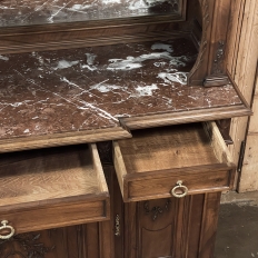 19th Century French Louis XVI Walnut Marble Top China Buffet