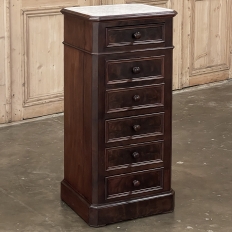 19th Century French Neoclassical Louis XVI Mahogany Nightstand with Carrara Marble