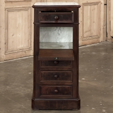 19th Century French Neoclassical Louis XVI Mahogany Nightstand with Carrara Marble