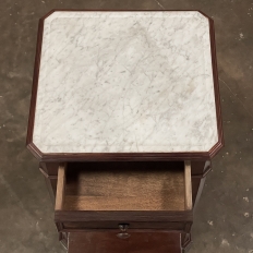 19th Century French Neoclassical Louis XVI Mahogany Nightstand with Carrara Marble