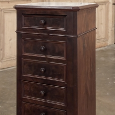 19th Century French Neoclassical Louis XVI Mahogany Nightstand with Carrara Marble