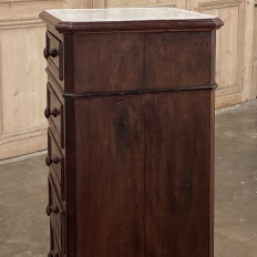 19th Century French Neoclassical Louis XVI Mahogany Nightstand with Carrara Marble