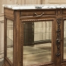 19th Century French Louis XVI Walnut Buffet with Marble Top and Hand Beveled Glass