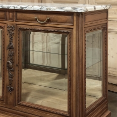Antique French Louis XVI Maple Marquetry Marble Top Buffet