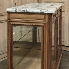 19th Century French Louis XVI Walnut Buffet with Marble Top and Hand Beveled Glass