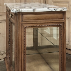19th Century French Louis XVI Walnut Buffet with Marble Top and Hand Beveled Glass