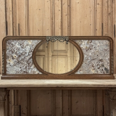 Antique French Louis XVI Neoclassical Mantel Mirror with Marble & Bronze Mounts