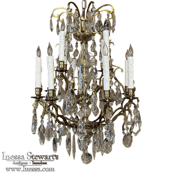 Antique Venetian Brass and Crystal Chandelier