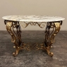 Antique Italian Painted Wrought Iron Marble Top Coffee Table