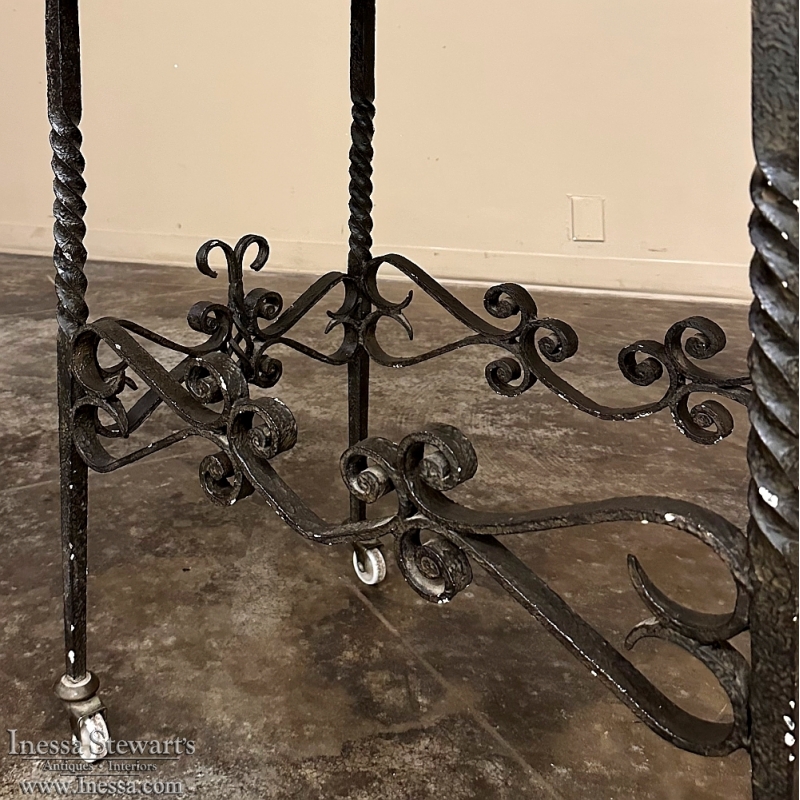 Antique Rustic Butcher Block Wrought Iron Dessert Table