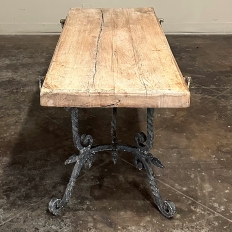 Antique Rustic Butcher Block Wrought Iron Dessert Table