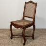 Antique French Louis XIV Carved Fruitwood Caned Chair