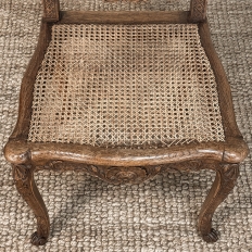 Antique French Louis XIV Carved Fruitwood Caned Chair