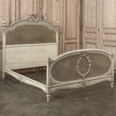 19th Century French Louis XVI Painted QUEEN Bed with Caning