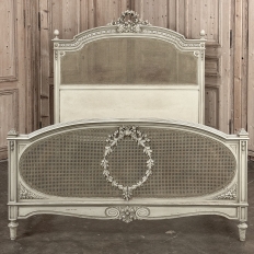 19th Century French Louis XVI Painted QUEEN Bed with Caning
