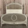 19th Century French Louis XVI Painted QUEEN Bed with Caning