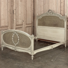 19th Century French Louis XVI Painted QUEEN Bed with Caning