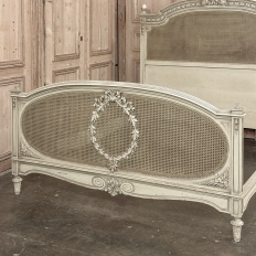 19th Century French Louis XVI Painted QUEEN Bed with Caning