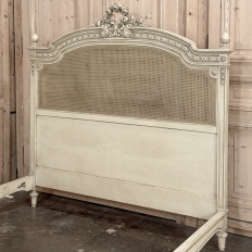 19th Century French Louis XVI Painted QUEEN Bed with Caning