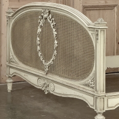 19th Century French Louis XVI Painted QUEEN Bed with Caning
