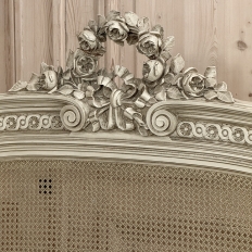 19th Century French Louis XVI Painted QUEEN Bed with Caning