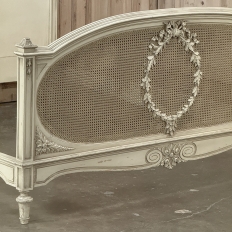 19th Century French Louis XVI Painted QUEEN Bed with Caning
