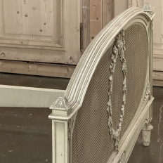 19th Century French Louis XVI Painted QUEEN Bed with Caning
