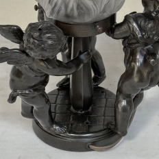 Antique Neoclassical Spelter Table Lamp ~ Girandole with Bronze Finish