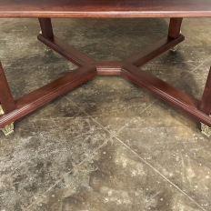 Antique French Empire Mahogany Draw Leaf Dining Table with Bronze Mounts