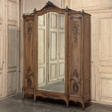 19th Century French Louis XVI Walnut Triple Armoire