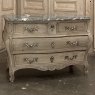 Antique Italian Mahogany Bombe Marble Top Commode