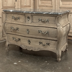 Antique Italian Mahogany Bombe Marble Top Commode