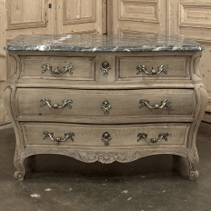 Antique Italian Mahogany Bombe Marble Top Commode