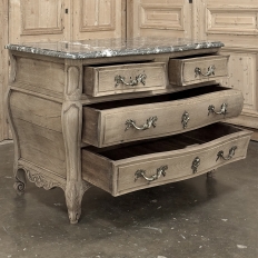 Antique Italian Mahogany Bombe Marble Top Commode