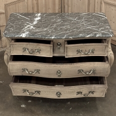 Antique Italian Mahogany Bombe Marble Top Commode