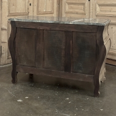 Antique Italian Mahogany Bombe Marble Top Commode