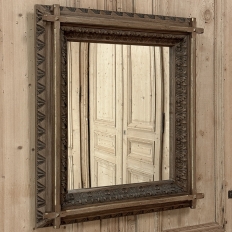 19th Century French Neogothic Oak Mirror