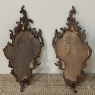 Pair Antique Italian Rococo Hand-Carved Mirrored Wall Sconces