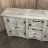 Antique Grand Gothic Rustic Whitewashed Buffet
