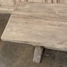 Antique Country French Stripped Oak Trestle Table