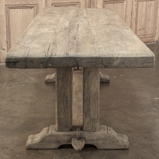 Antique Country French Stripped Oak Trestle Table