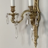 Pair French Louis XIV Bronze Sconces with Crystals