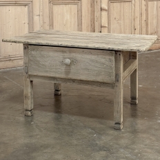 18th Century Rustic Country French End Table in Stripped Elmwood