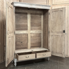 19th Century Swedish Neoclassical Whitewashed Pine Armoire
