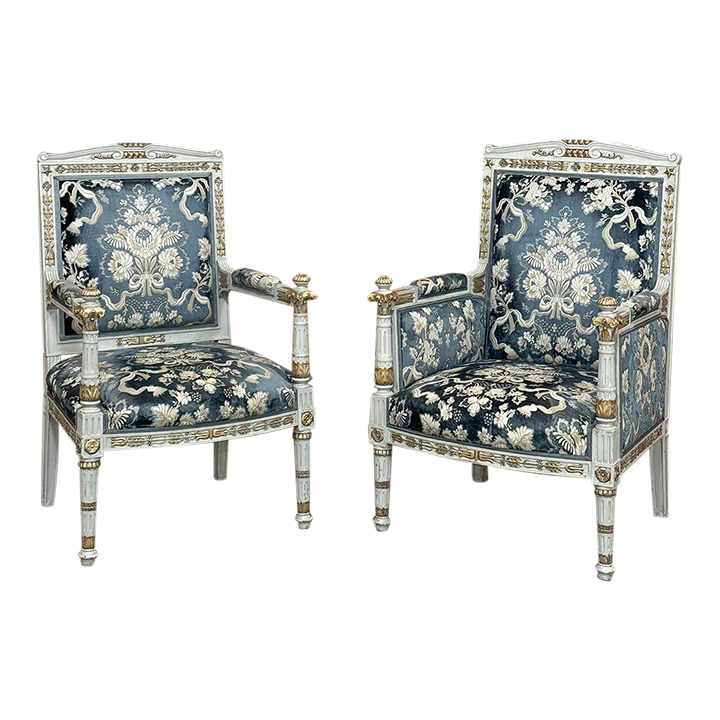 Pair 19th Century French Napoleon III Period Empire Style Painted